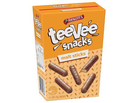 Arnott's Teevee Snacks Malt Sticks Chocolate Biscuits 175G