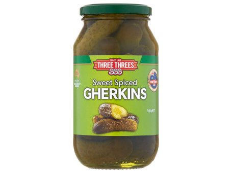 Three Threes Sweet Spiced Gherkins 540G