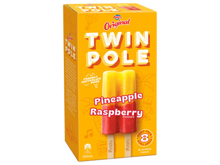 Peters Original Twin Pole Pineapple Raspberry Ice Blocks 8 Pack 592Ml
