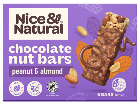 Nice Natural Chocolate Nut Bar Peanut Almond 6Pk
