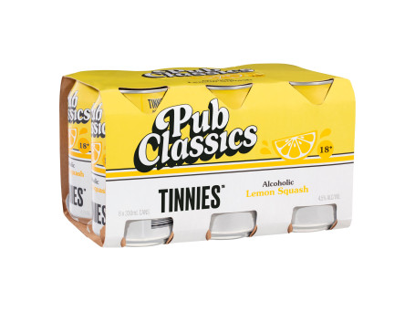 Tinnies Pub Classics Boisson Alcoolisée Citron Squash Canette 330Ml X Pack 6