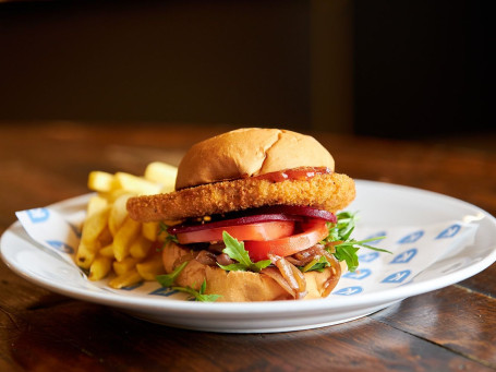 Hamburguesa De Pollo Con Papas Fritas