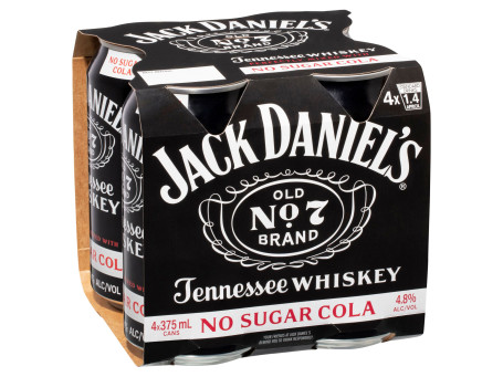 Jack Daniels No Sugar Cola Lata 375Ml X Pack 4