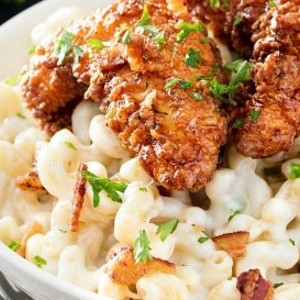 Macaroni Au Fromage Aux 4 Fromages Avec Filets De Poulet Au Miel Et Au Poivre