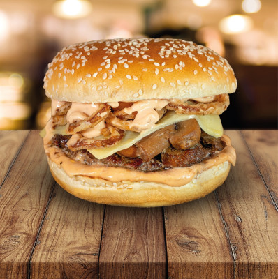 Hamburguesa De Cebolla A La Parrilla Y Cheddar